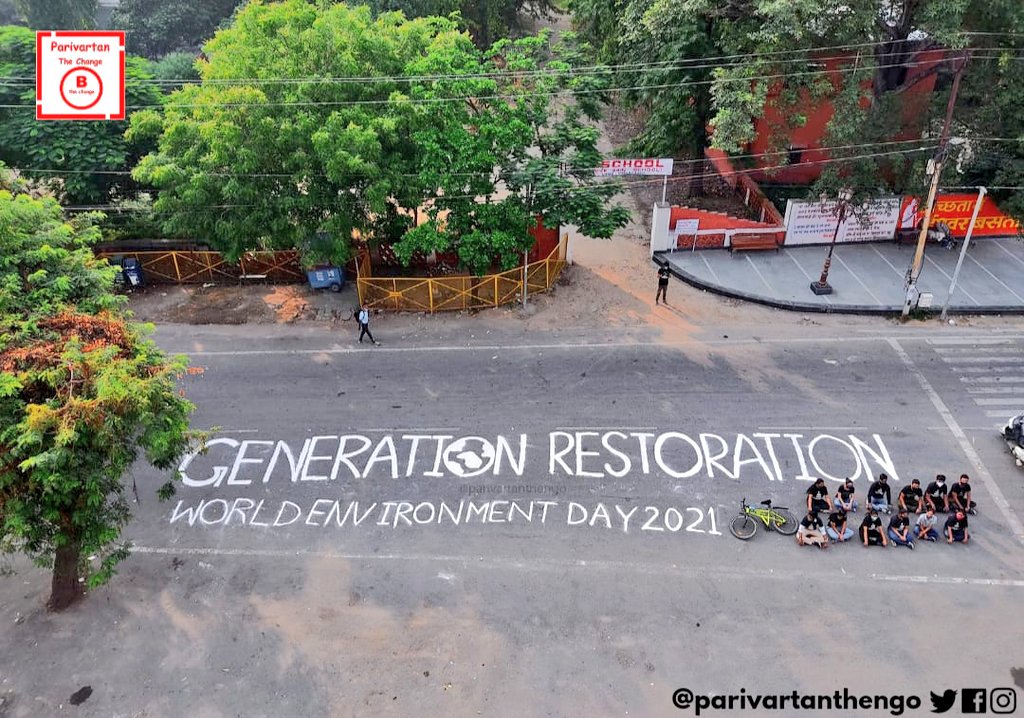parivartantheng's tweet photo. June 05, 2021, This is our moment, because we cannot turn back into time, but we can work somehow to restore it. Only we can make peace with nature as we are the #GenerationRestoration Greetings on #WorldEnvironmentDay through the glimpses of today's #StreetArtart.
@UNEP @moefcc https://t.co/zaXMhHgRoS