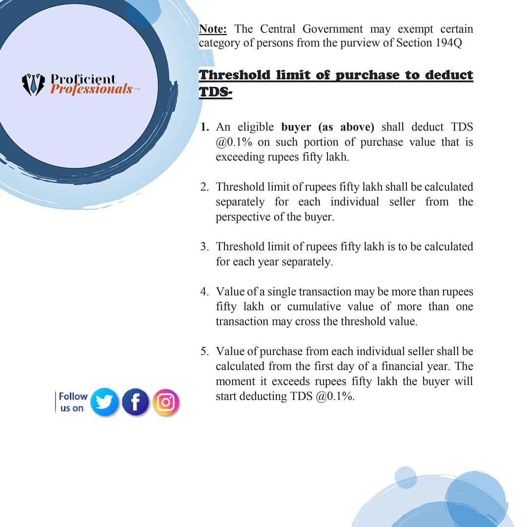 ProficientProf1's tweet photo. (1/2) All about TDS on purchase of goods
. 
#Requestedpost #tds #tdsonpurchase #194Q #purchase #goods #tax #incometax #newamendment #latestupdate #incometaxact #financeact2021 #taxdeductedatsource #financeminister #nirmalasitharamanji #Weekendreading #proficient_professionals https://t.co/JoywKRJWME