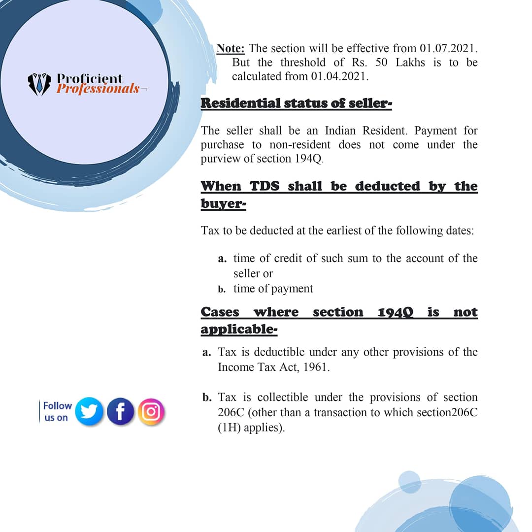 ProficientProf1's tweet photo. (1/2) All about TDS on purchase of goods
. 
#Requestedpost #tds #tdsonpurchase #194Q #purchase #goods #tax #incometax #newamendment #latestupdate #incometaxact #financeact2021 #taxdeductedatsource #financeminister #nirmalasitharamanji #Weekendreading #proficient_professionals https://t.co/JoywKRJWME