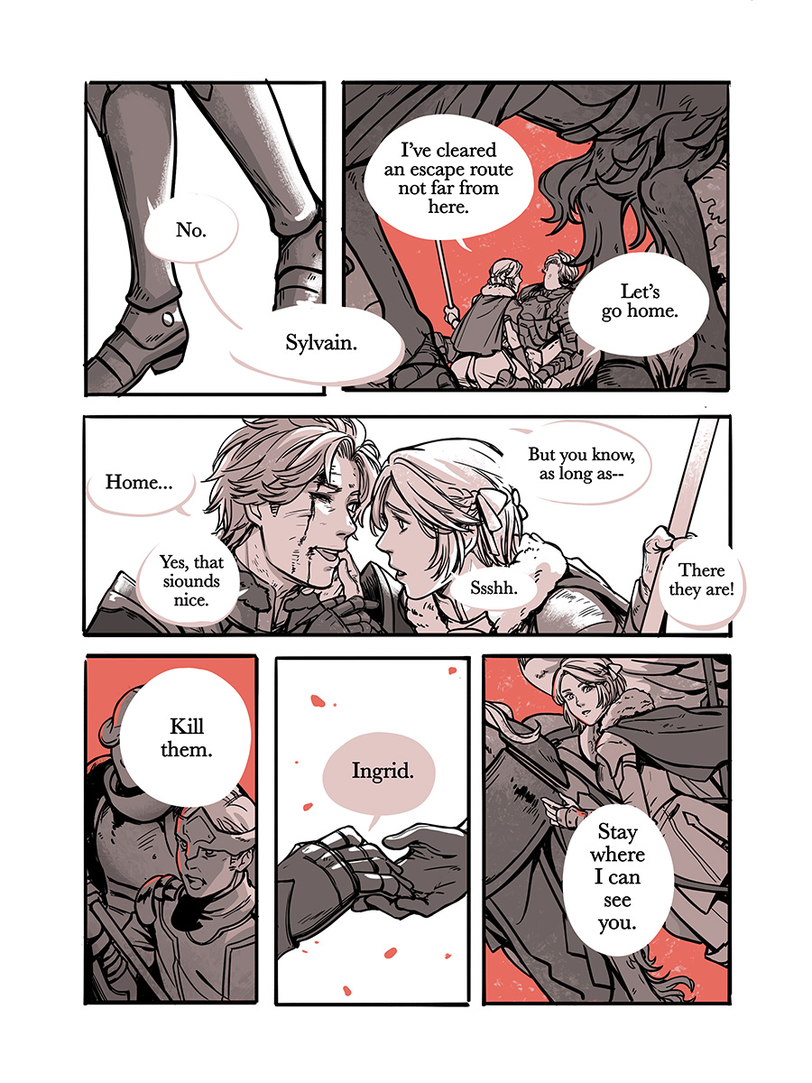 I don't have anything new for Sylvgrid week this year, but here's a (repost) angst comic I did last year that still haunts me to this day

Sylvain & Ingrid
(1/2)
#FE3H 
