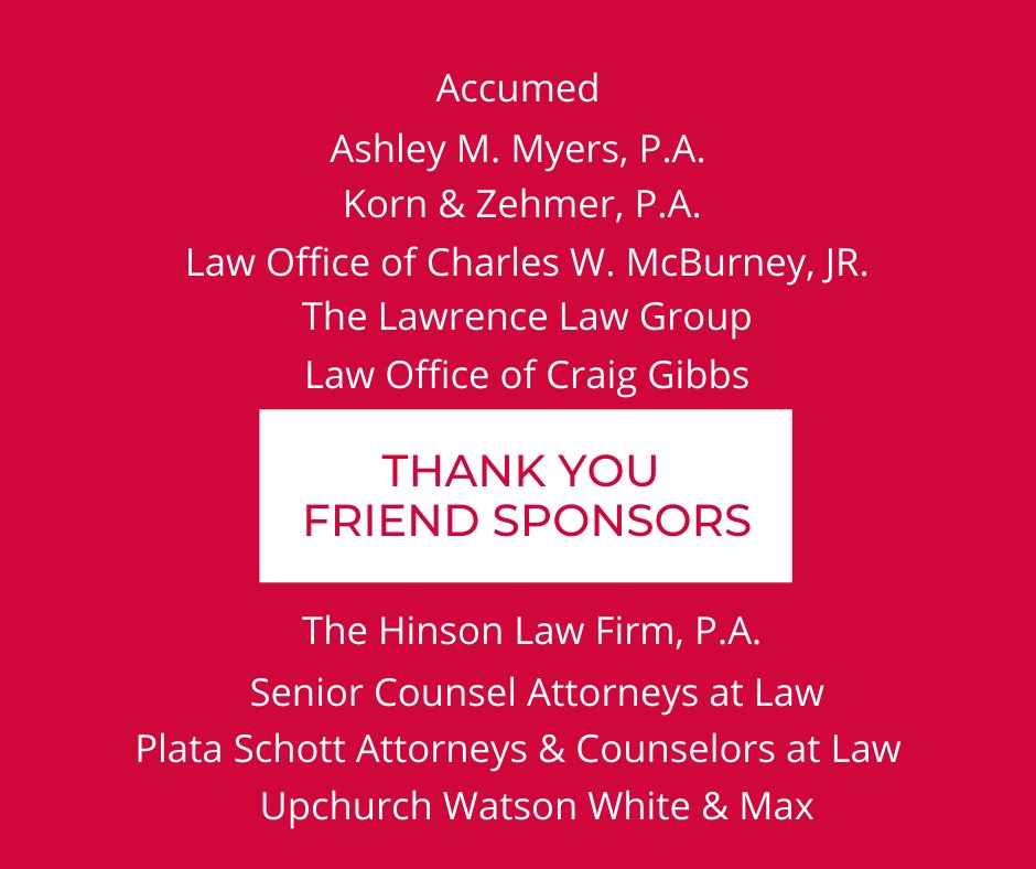JWLAtweets's tweet photo. The Jacksonville Women Lawyers Association thanks our 2021 Judicial Reception Friend level sponsors. 

Interested in sponsoring a JWLA event? Check out our 2021 Judicial Reception Sponsors and learn more at https://t.co/mkpHc0nfcf
#strongertogether #jwla #leadingbeyondlimits https://t.co/sZTEESImAS