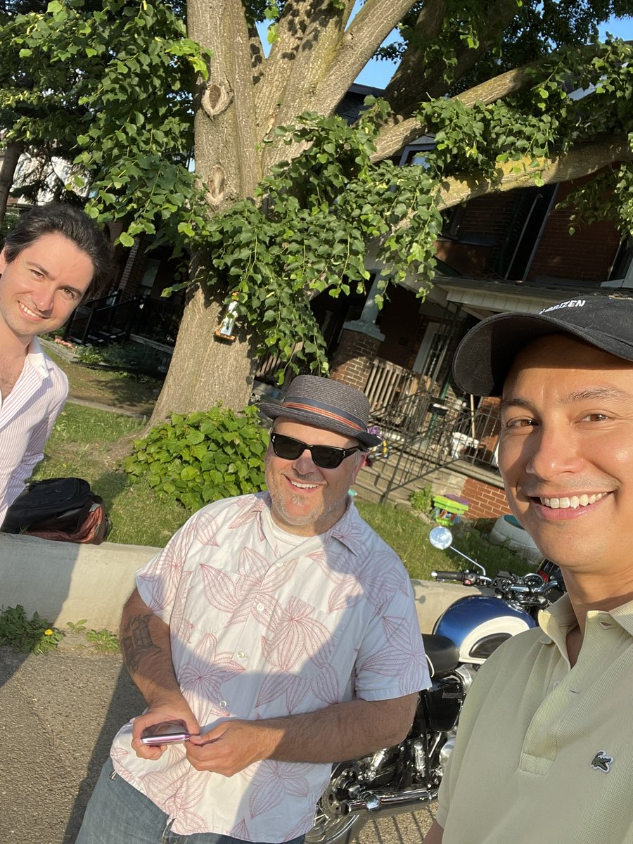 Talking laneway housing with <a href="/Gabriel_Fain/">Gabriel Fain, OAA</a> and <a href="/GMArchitourist/">Dave LeBlanc</a>. Note the sweet Triumph in the background.