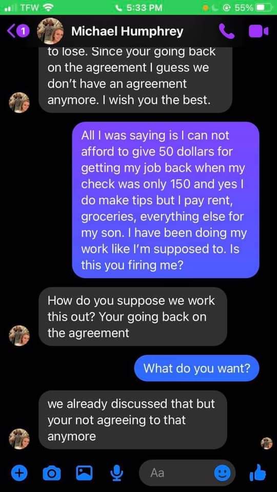 ItsmeCrystalKi1's tweet photo. @sonicdrivein  is this the type of manager you hire? People who make their employees pay them to keep their job?  Totally unethical and illegal.  Sonic drive in at Snyder,TX https://t.co/wH26oVVkQZ