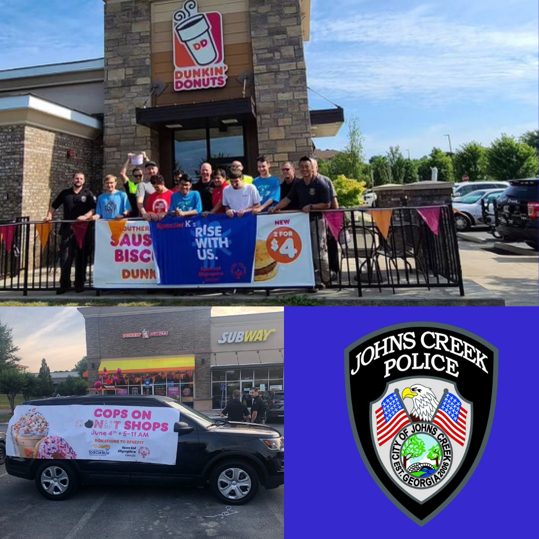 Thank You! To everyone who donated today in support our Special Olympics Georgia Athletes. 

The athletes truly appreciate the generosity!!

#JohnsCreek #JohnsCreekPD #JCPDRowe #SOGA #NationalDonutDay #CopsonDonutshops