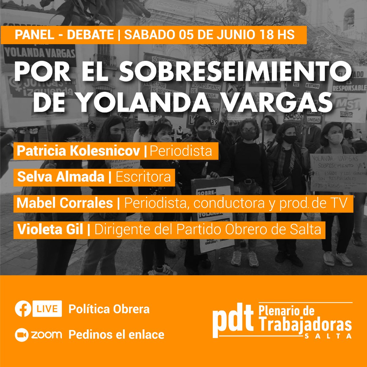 zonarojas's tweet photo. Vivía en un asentamiento en Salta. Tuvo que salir a hacer la changa para comer. Un incendio mató a sus dos niños. Un juez quiere meter en cana a la madre, Yolanda. Mañana a las 18, Selva Almada, @kolesnicova, la periodista Corrales y @violessg, del PO (t) debaten la injusticia. https://t.co/JEFOXUf0L1