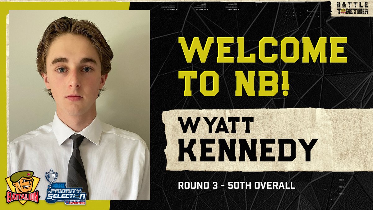 OHLBattalion's tweet photo. With the 50th overall selection in the 2021 #OHLDraft, the North Bay Battalion selects Wyatt Kennedy.

Welcome to The Bay, Wyatt! #BattleTogether https://t.co/OcV1zgrmBq