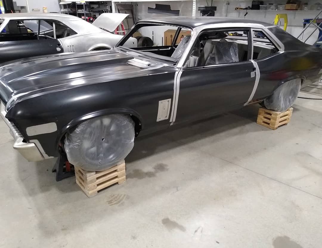 AmbitionRoadLLC's tweet photo. Dialing in the gaps on the #70nova
#nova #musclecar #protouring #nascar #lt5 #minitub #metalfab #metalfinish https://t.co/4nJRGZDRLw