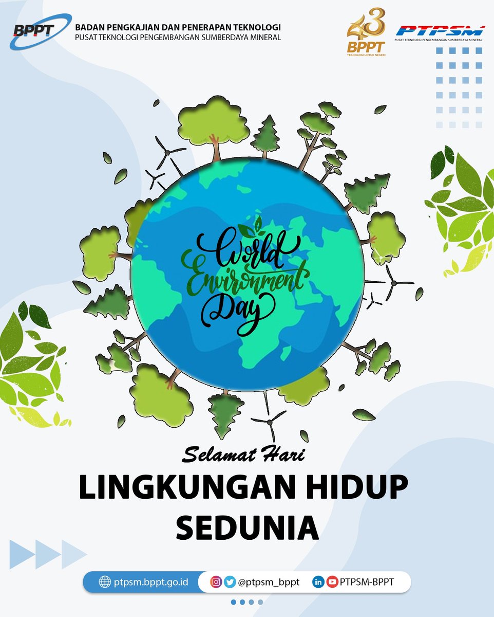 ptpsm_brin's tweet photo. Halo Sahabat Mineral
Saat pohon terakhir telah mati, sungai terakhir telah tercemar dan ikan terakhir sudah ditangkap maka Anda akan menyadari betapa pentingnya Alam ini
Selamat Hari Lingkungan Hidup Sedunia 2021.
#harilingkunganhidupsedunia
#harilingkunganhidup
#PTPSM
#BPPT https://t.co/xxg7DPMZnJ