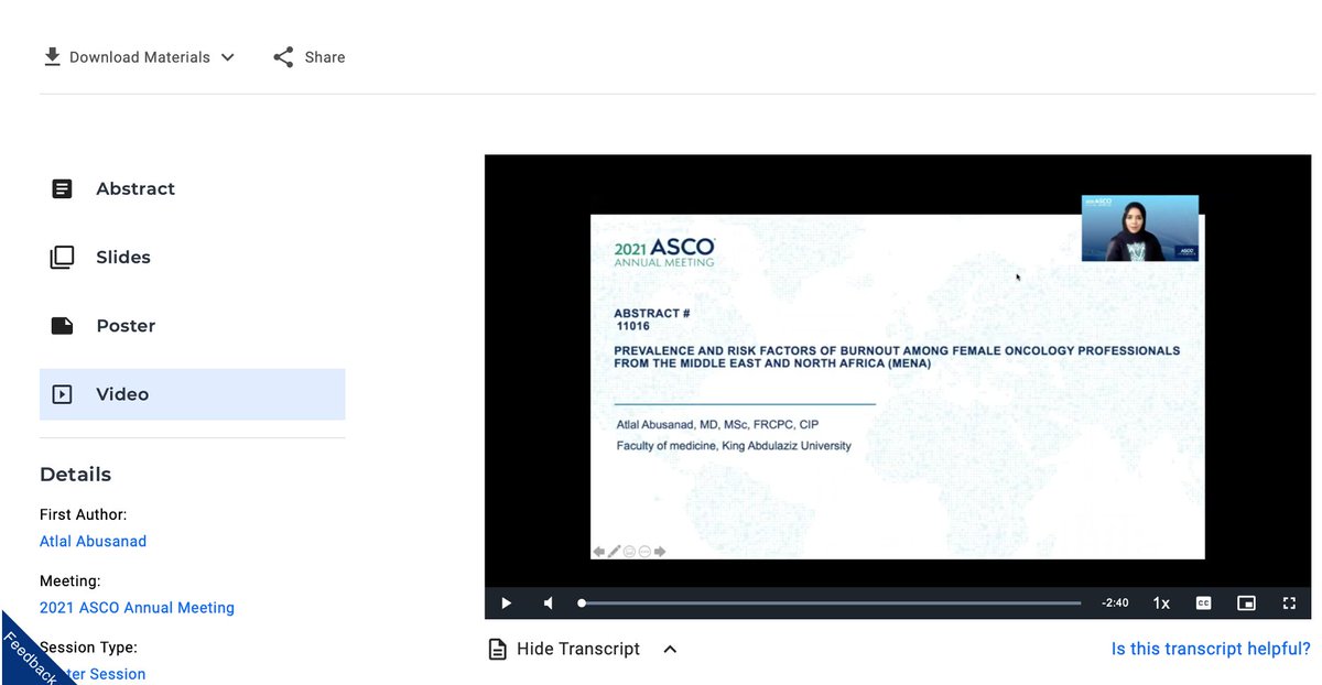 Having the opportunity to present the 1st study on #Burnout among #FemaleOncologists from #MENA @ASCO  #ASCO21 #ASCO2021 #Genderequity #WomenInMedicine
Check out the video👉 meetings.asco.org/abstracts-pres…
A subset analysis of the large #BOMENA_study onlinelibrary.wiley.com/doi/abs/10.100…