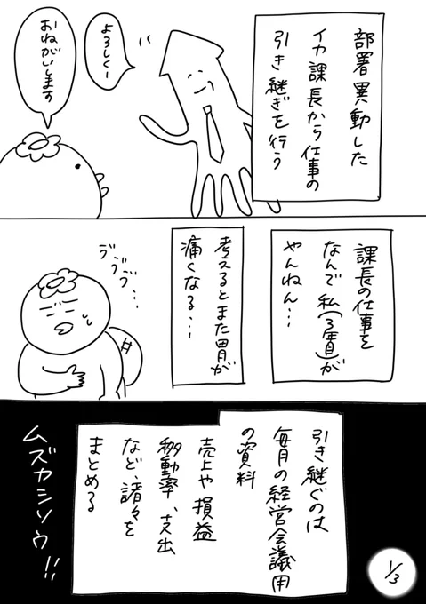 【社会人3年目】220人の会社に5年居て160人辞めた話
123「イカ課長からの引き継ぎ」
#漫画が読めるハッシュタグ #エッセイ漫画 