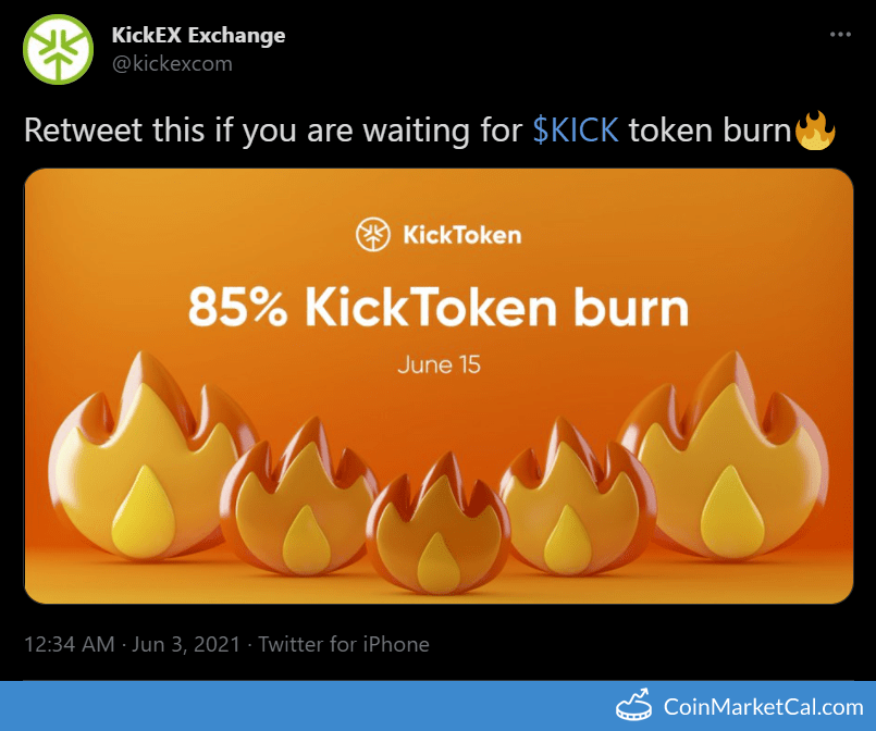 cmcal_bot's tweet photo. 🆕 New KickToken $KICK event! 
 
15 June 2021 
85% Token Burn  
 
Source: https://t.co/qVgods8GGi https://t.co/HhuQNFJUky