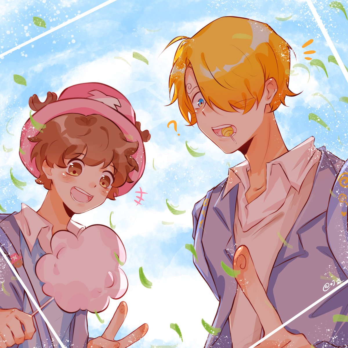 某柴犬叮当 Onepiece Sanji Chopper サンジ チョッパー 棉花糖和棒棒糖