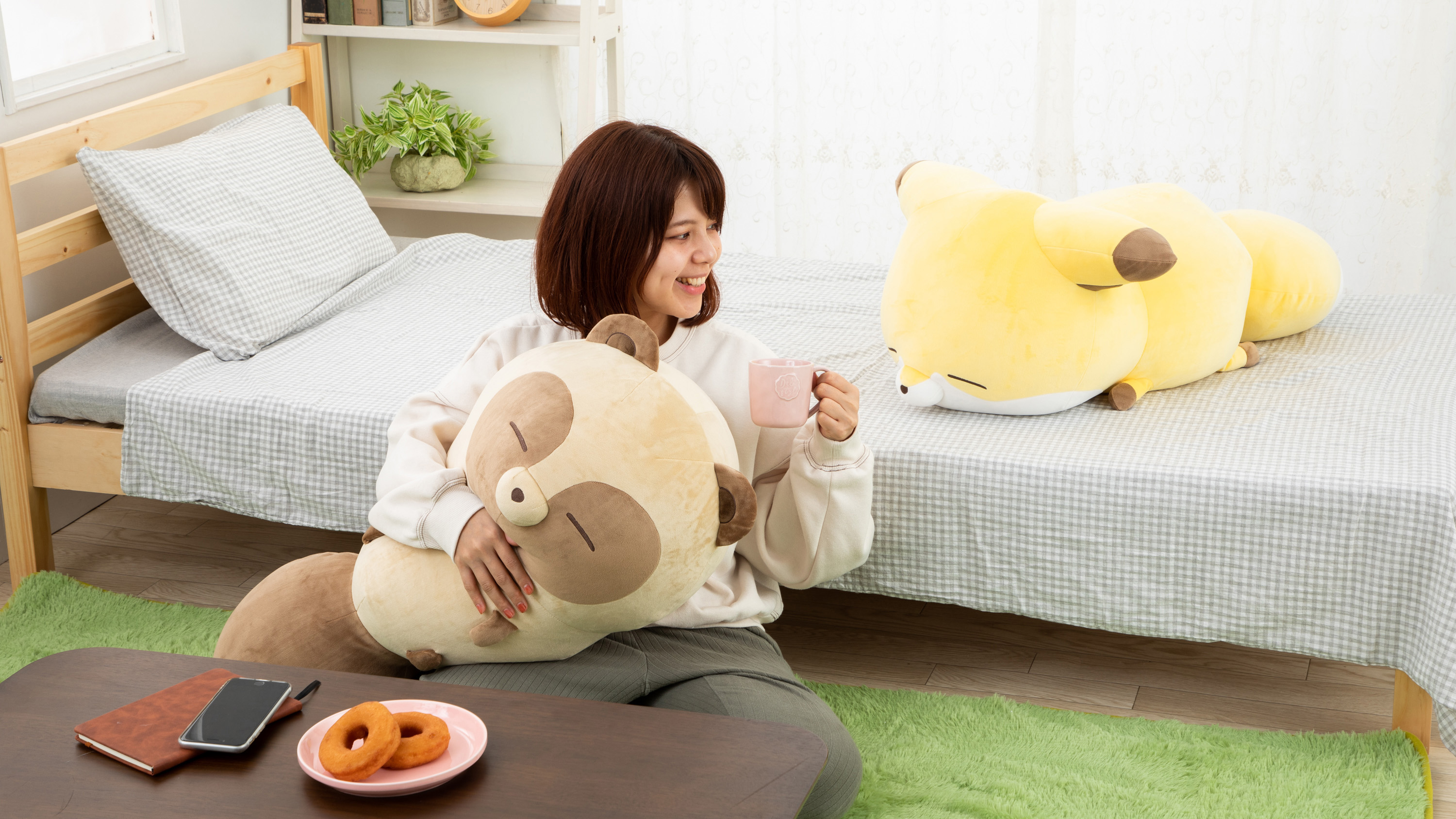 全国送料無料 タヌキとキツネ／すやすやフレンド／おうちでリラックス／キツネ ぬいぐるみ