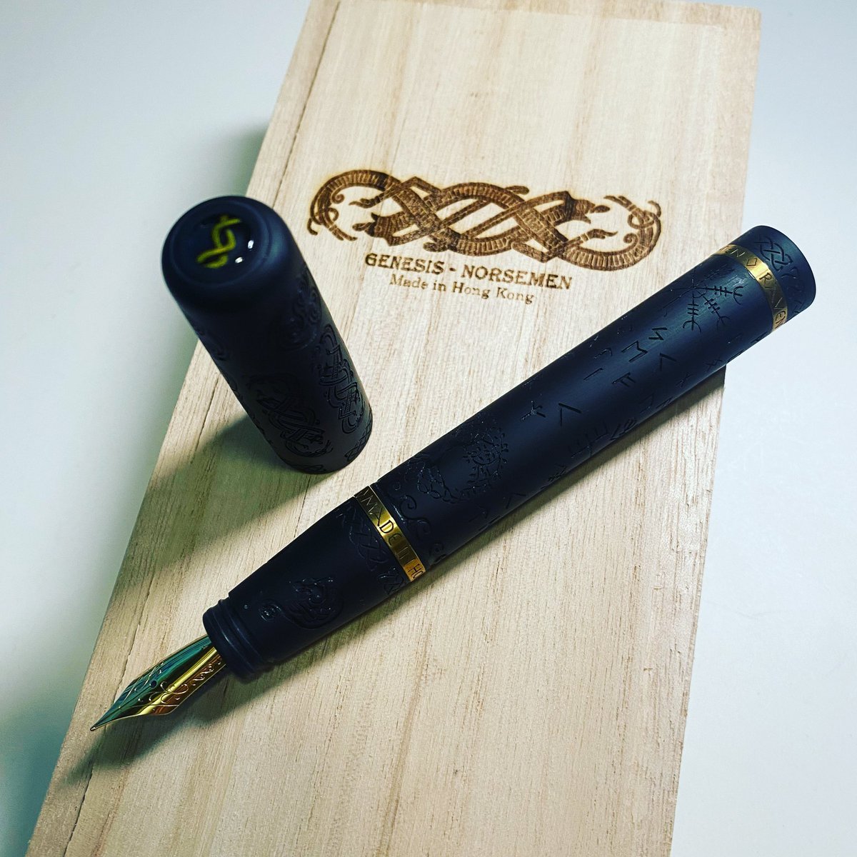 genesis_pen's tweet photo. Norsemen - Raven Black is now in stock. 

Shipping out the pre-ordered pens. Next batch will be available for pre-order and be ready in June. 

#genesispen #fountainpen #fountainpens #fountainpenaddict #fountainpengeeks #fountainpencollector #fpnibs #万年筆 #fpn https://t.co/AeAf8BotUU