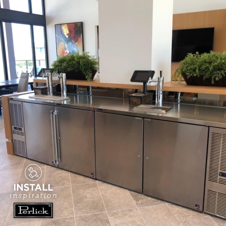 Perlick's tweet photo. Self-pour tech in apartment & condo buildings is all the rage & Perlick faucets & towers are perfect for this type of install. Let’s take a look at this #installinspiration at #MotifApartments in Fort Lauderdale, featuring the #tabletap self-pour system. #selfpour #beachandbeers https://t.co/pcH39whFF3