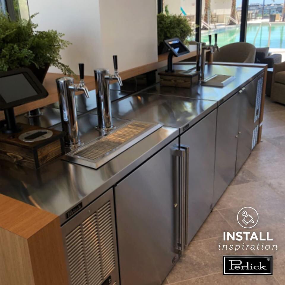 Perlick's tweet photo. Self-pour tech in apartment & condo buildings is all the rage & Perlick faucets & towers are perfect for this type of install. Let’s take a look at this #installinspiration at #MotifApartments in Fort Lauderdale, featuring the #tabletap self-pour system. #selfpour #beachandbeers https://t.co/pcH39whFF3
