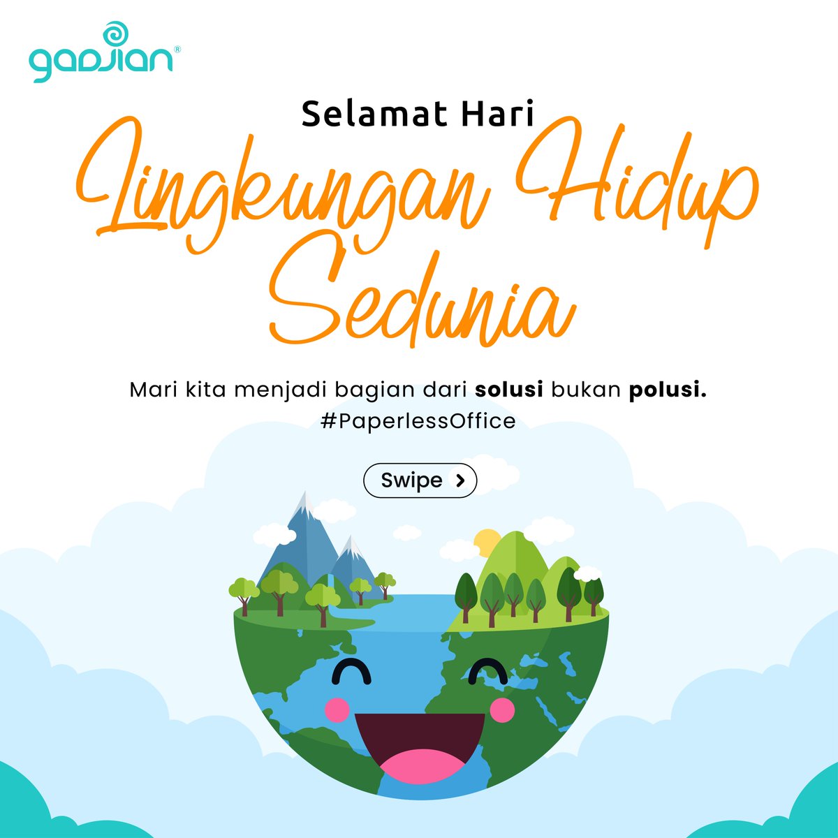 Gadjian's tweet photo. Selamat Hari Lingkungan Hidup Sedunia #SahabatGadjian 🌏

Yuk bantu lingkungan tetap asri dengan mengurangi penggunaan kertas di perusahaanmu. Saatnya beralih ke aplikasi berbasis cloud @Gadjian untuk pengajuan izin/cuti dan pembuatan slip gaji karyawan secara digital. 🏕️ https://t.co/xve8UtCZaA