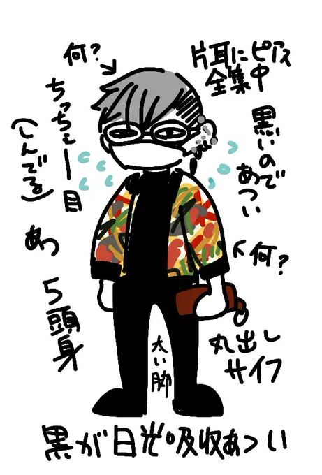 待ち時間暇なので自画像描いてた 