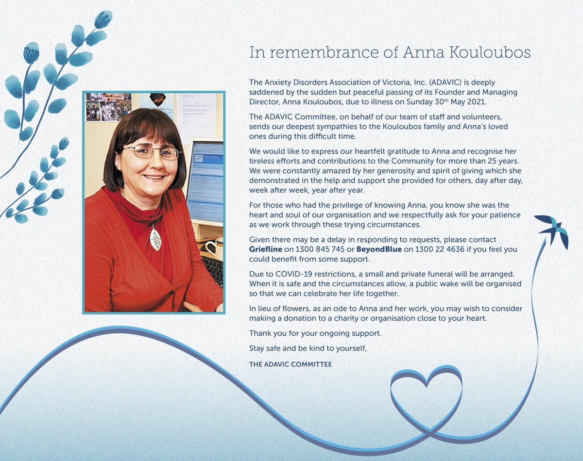 In Remembrance of Anna Kouloubos 💙