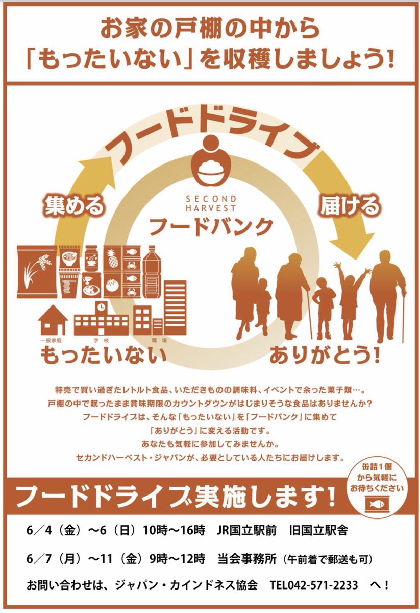 Kunitachi_Happy's tweet photo. 旧国立駅舎内でフードドライブ実施中。6/6まで、午前10時から午後4時まで受付。賞味期限は7/15以降の食品でお願いします。#国際環境デー #子ども食堂 #フードバンク #フードドライブ #kunitachi #くにたち #国立市 #旧国立駅舎 https://t.co/QIoiFE9gBu