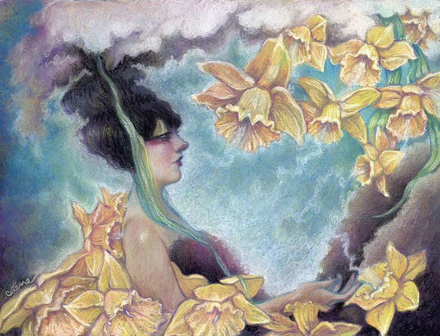 CelenePetrulak's tweet photo. ‘Respite of the Daffodils’ my new pastel currently in Pop. So. Real. a group exhibit at the 317 Art Collective gallery in Rockford, IL. 
https://t.co/lHPVWEXXwI https://t.co/m8ZMKHPi6q