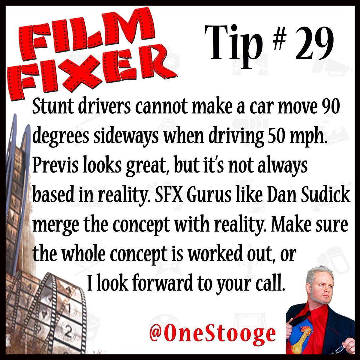 seankinney's tweet photo. Stunt drivers can’t move a car 90 deg. sideways when driving. Previs is great, but is not always based in reality. People like #DanSudick merge concepts &amp; reality. #FilmFixer #HeroAtLarge #SeanKinney #Director #PhysicalComic #1Stooge #EveryDayHero #GoSeanGO #Filmmaker #Stuntman https://t.co/QW0LsmthCA