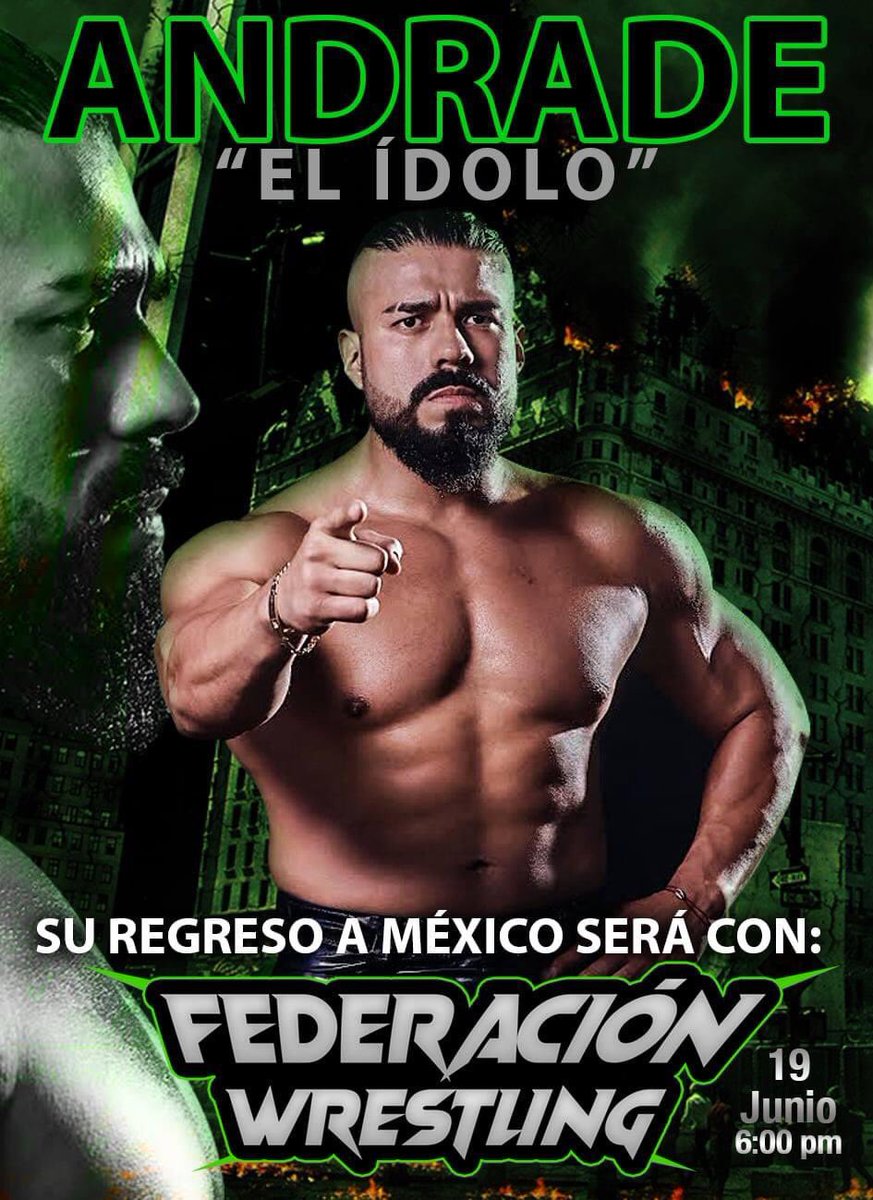 FederacionW's tweet photo. 🟢@AndradeElIdolo Regresa a Mexico y la primera presentación sera al lado de @rushtoroblanco 👊🏼  este 19 de Junio a las  18.00 hrs. #federacionwrestling
Adquiere tus accesos en⬇⬇⬇
https://t.co/klf6wLsxQH https://t.co/tMgj3R5vHy