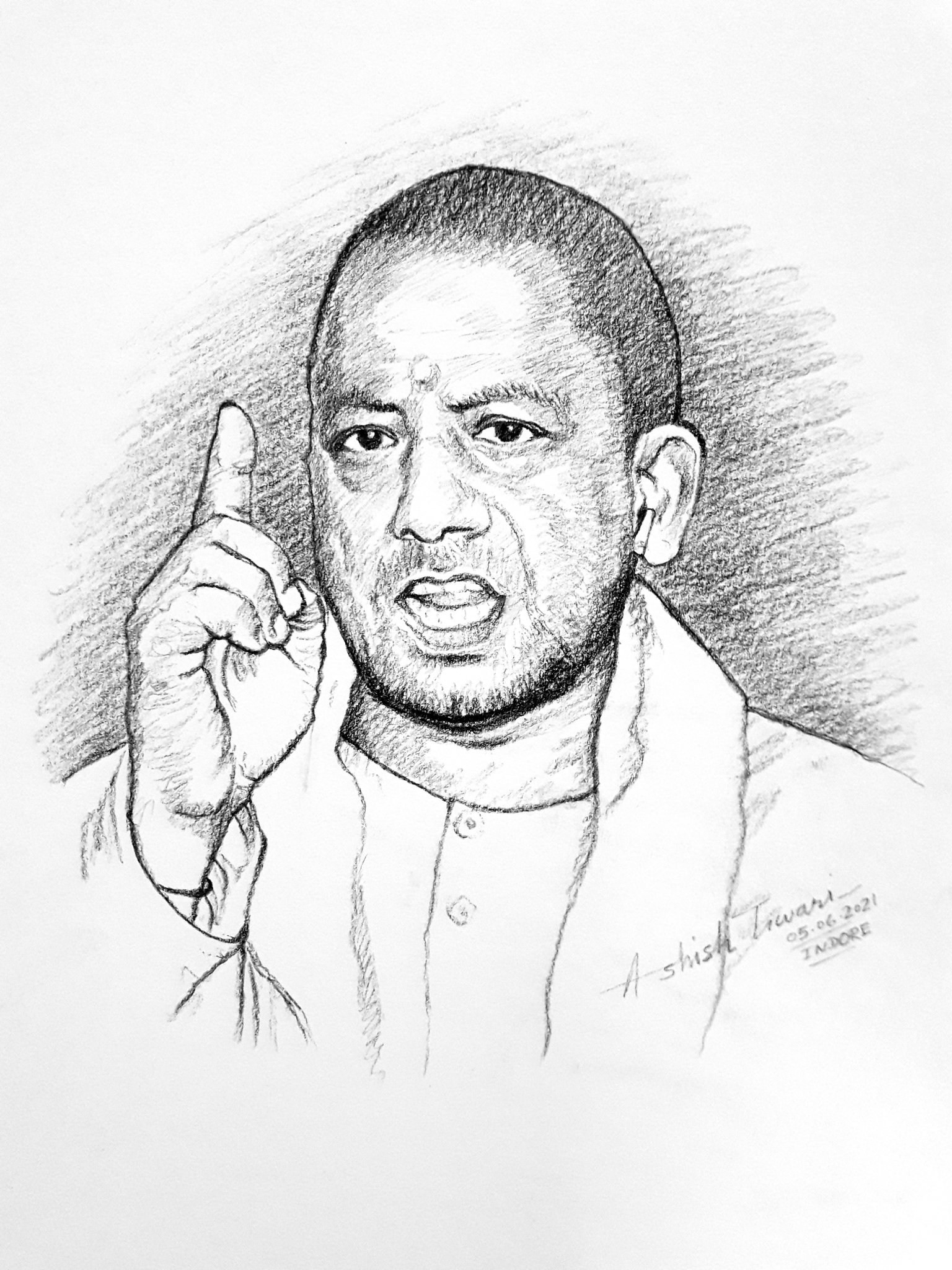 Pencil sketch  CM Yogiji मननय  Artist Swapnil Kardile  Facebook