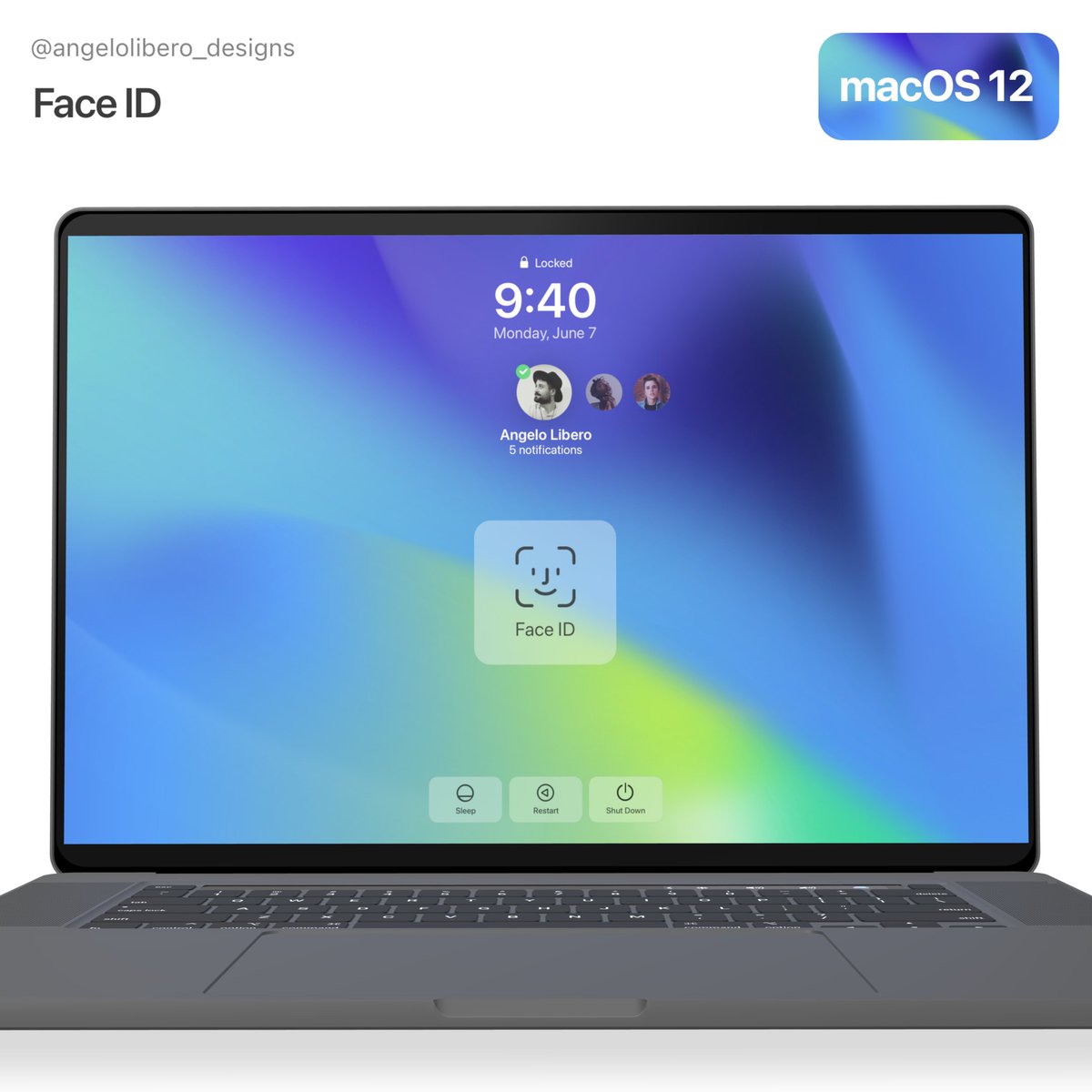 angeloldesigns's tweet image. Face ID - macOS 12 💻

While Face ID is not yet available on any Mac, @9to5mac  found references to the TrueDepth camera on macOS Big Sur, which suggests Apple is working to bring facial recognition to its computers.

#macos #macos12 #lockscreen #WWDC21  #wwdc2021 #faceid