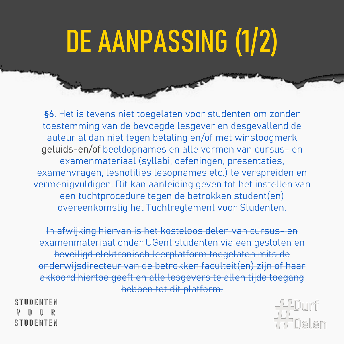 FEA_FRiS's tweet photo. 1325 KEER BEDANKT!! Mede dankzij jullie werd gisteren het artikel herzien door de raad van bestuur! Bedankt iedereen: studenten, RvB stuvers, @GentseStud, lesgevers, @rvdwalle,... kortom @ugent en zeker jij, om je stem te laten horen en in dialoog te gaan! #DurfDelen https://t.co/ADOvDlHFr2