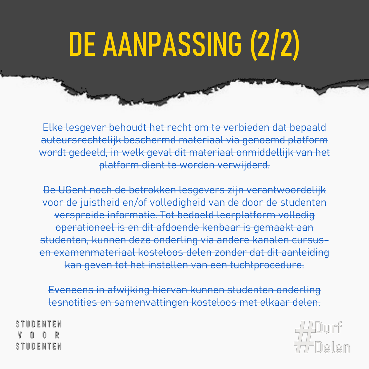 FEA_FRiS's tweet photo. 1325 KEER BEDANKT!! Mede dankzij jullie werd gisteren het artikel herzien door de raad van bestuur! Bedankt iedereen: studenten, RvB stuvers, @GentseStud, lesgevers, @rvdwalle,... kortom @ugent en zeker jij, om je stem te laten horen en in dialoog te gaan! #DurfDelen https://t.co/ADOvDlHFr2