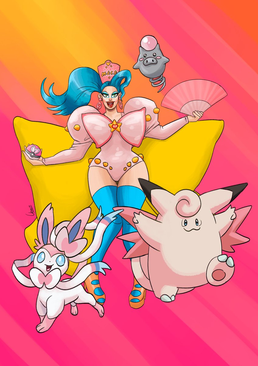 baralust's tweet photo. "Marikoneh, he traído pokemoneh" 

Mi tributo a la auténtica reina de españa @iamthemacarena 💗 como entranadora pokemon 🤣 

A ver si veis los chicharrones...  

#DragRaceEspana #DragRaceEs #dragracespaña https://t.co/fTZGUyezyE