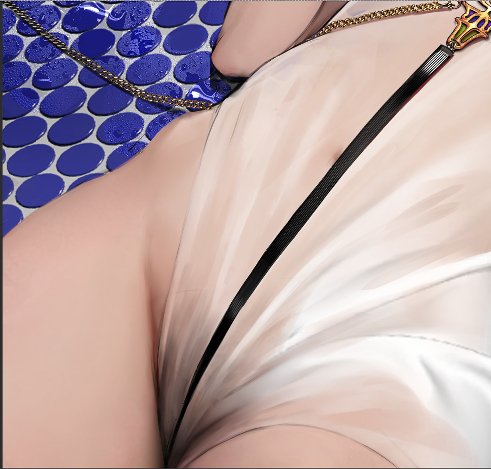 肌は一度完成させたイラストを統合してコピーレイヤーの間に血管レイヤーを挟み込んだのですが液タブ変えて色がイマイチ読めなかったので上手くいってるか良く分からない代物になってます鎖はクリスタの鎖ブラシ一部塗って素材化金属化した物にオーバーレイでオレンジ乗っけたもので思ったより良い見た 