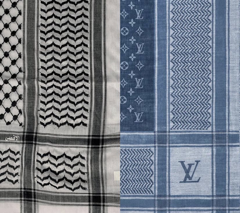 Mohammad Alqadi on X: Louis Vuitton, which does not take a position on  apartheid imposed on the Palestinians, releases a keffiyeh at 705 dollars.  Stop stealing our symbols and culture . #Palestine #