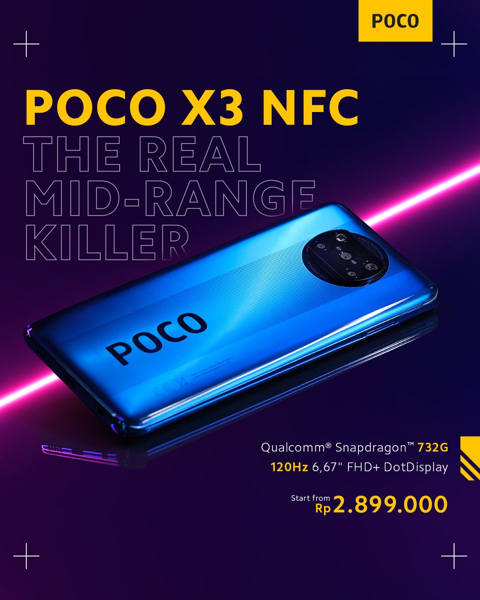 POCO_ID's tweet photo. Mau hape dengan fitur-fitur killer di bawah 3 Juta? Pilih #POCOX3NFC aja, sob!
Hape satu ini udah pas deh buat lo! Didukung dengan chipset SD732G dan juga 120Hz 6,67" FHD+ DotDisplay, hape ini bener-bener bisa bikin lo makin gahar pas mabar!
#RealMidRangeKiller https://t.co/see7yKqJjh