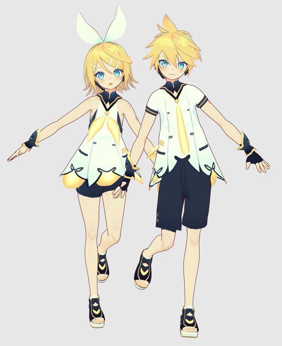 [Miwashiba式鏡音レン]
https://t.co/t2Bz4brCrg

VRoid書き出し後にPMXエディタでちょっと体型とかいじってますがこんなかんじ 制作途中で「初期みねっぽいのでは!?」という思い付きからおまけで初期案イメージのカラバリも入れてます(ちょっとキメてる服っぽい雰囲気) 