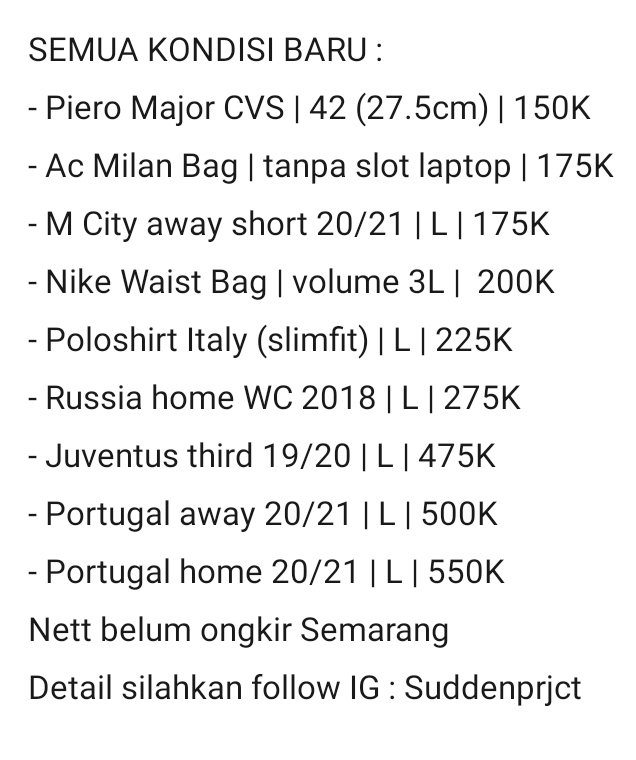 Akbarfawzi's tweet photo. #WEEKENDEALS #jersey4sale
Sampai Minggu 6 Juni 2021
- Follow https://t.co/hXZoweE5Je untuk produk lainnya
- belum ongkir Semarang
- Ngobrol WA 085641440553
@Jerseyforum @djoelfootball
@jerseysneil @jersey_ciamikk
@crossing_jersey @RCJerseyOri
@fajarrusalem @originalistore https://t.co/E0atIv2iZH