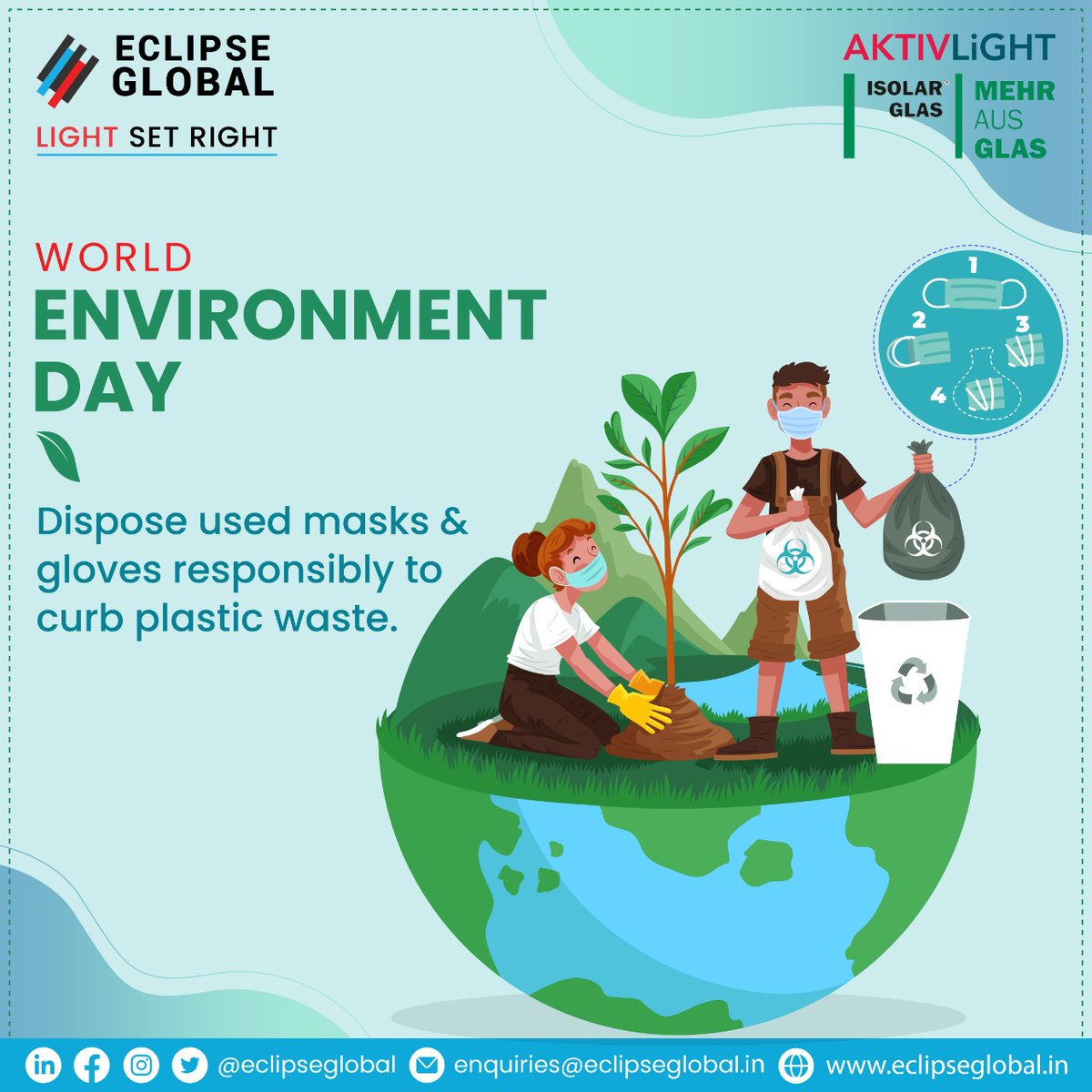 eclipse_global's tweet photo. Environmentalists worldwide warn that residue left behind by used face masks is a threat to human life, marine life, and wildlife habitats. 
#WorldEnvironmentDay #GenerationRestoration #WorldEnvironmentDay2021 #Environment #savetreesavelife #savetheplanet #saveenvironmentsavelife https://t.co/zQ24wkEdKU