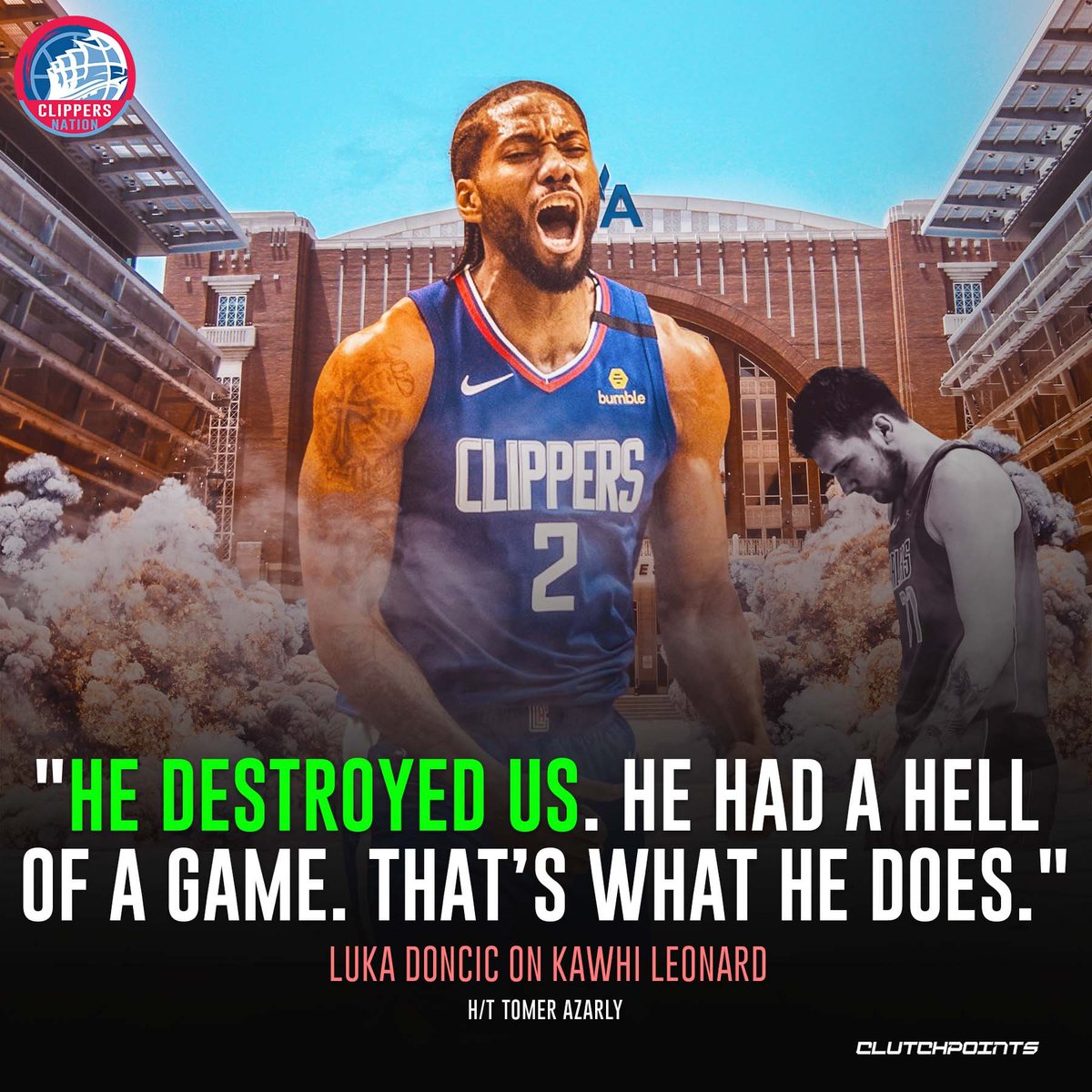 ClipperNationCP's tweet photo. Luka Doncic gives props to Kawhi Leonard for his incredible Game 6 performance 🙌 https://t.co/WYJUGenoJK