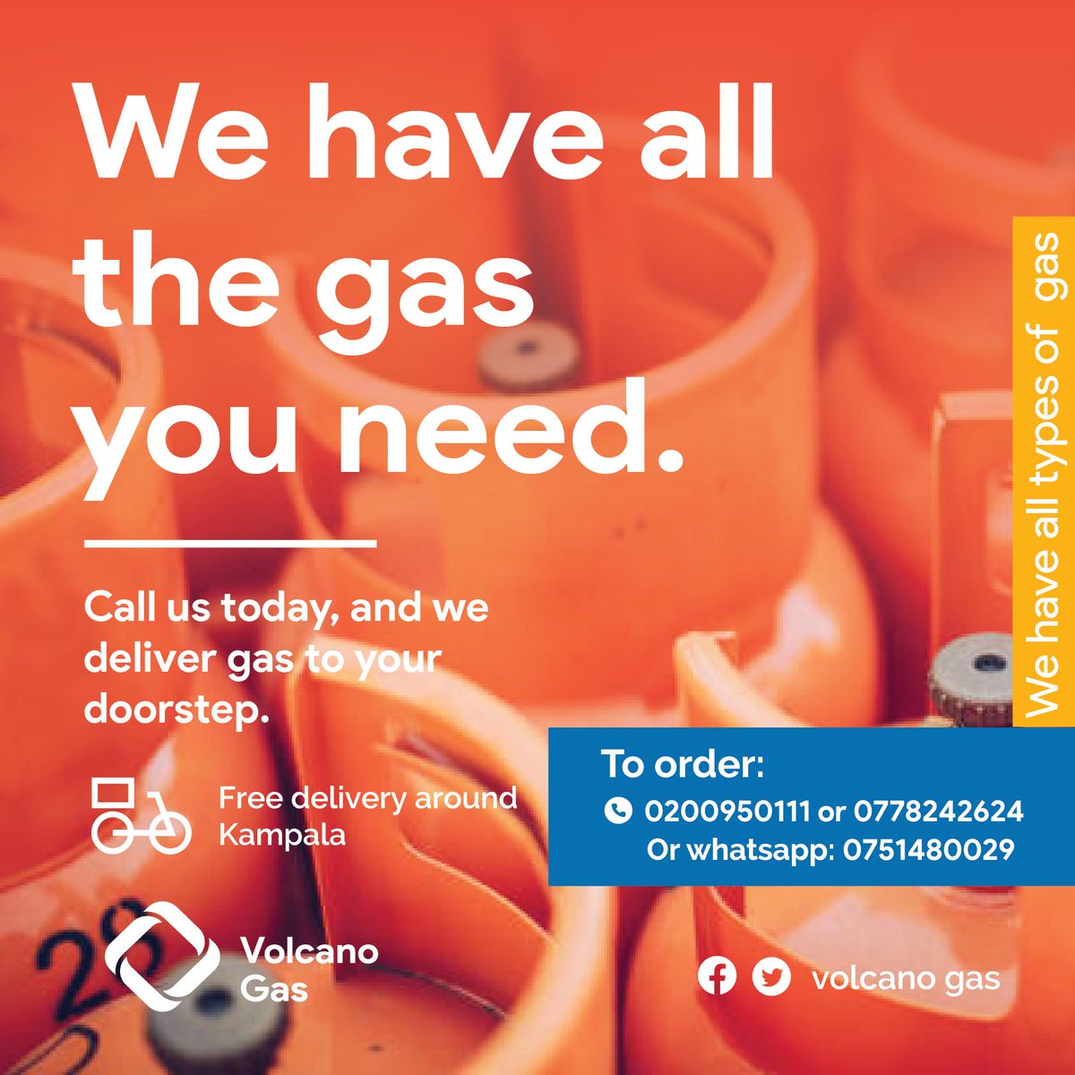 Volcanogas_ltd's tweet photo. #Weekend For fast and quick deliveries of any cooking gas brand to your doorstep. 
#Volcanogasltd is here for you!

#Freedelivery #AllCookingGasBrands #ShellGas #TotalGas #OryxGas #Mogas #OilLibyaGas #StabexGas #HassGas #HashiGas #K-Gas https://t.co/p9nMxbxgIw