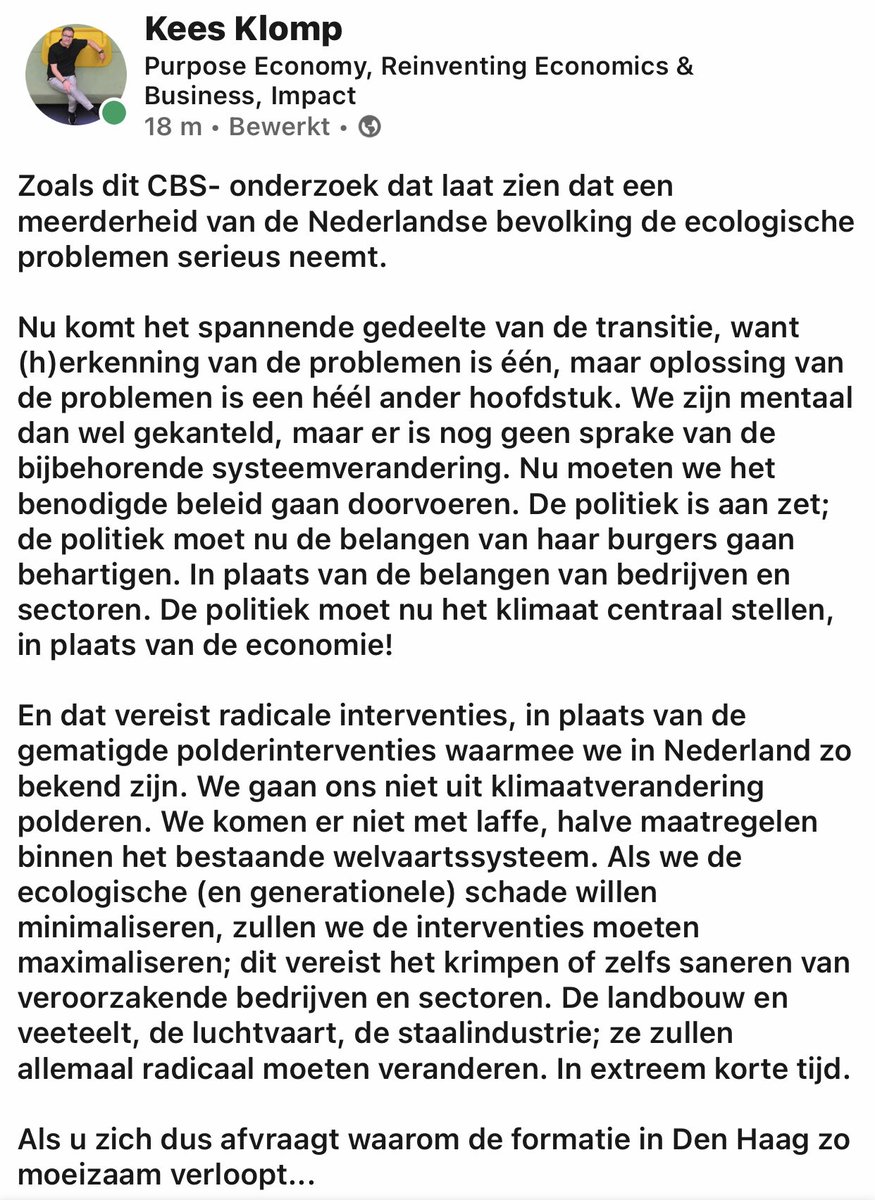 De Nederlandse burger is er klaar voor om klimaatverandering serieus te nemen; nu de politiek nog 👇