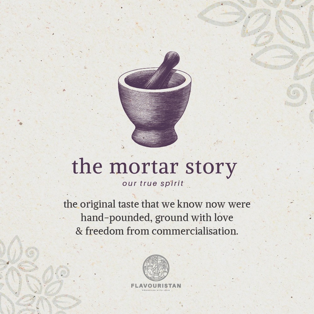 flavouristan's tweet photo. The Mortar Story : the original taste that we know now we're hand-pounded, ground with love and freedom from commercialisation.

#flavouristan #foodbrand #foodbrandindia #launcingsoon #FoodForThought https://t.co/Jm0RLPVotY