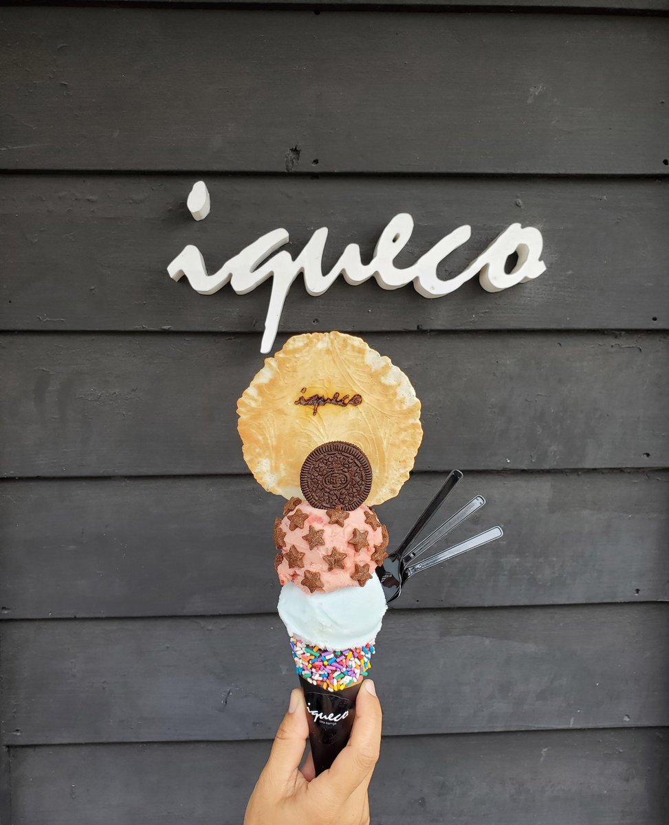 堺人 Iqueco イケコ ジェラート 堺市 白鷺駅 大阪府立大学前 運良く並びなし 上のデコレーションとワッフルコーンがサクサク食感と風味がよくて ちなみに写真ので１０００円オーバー
