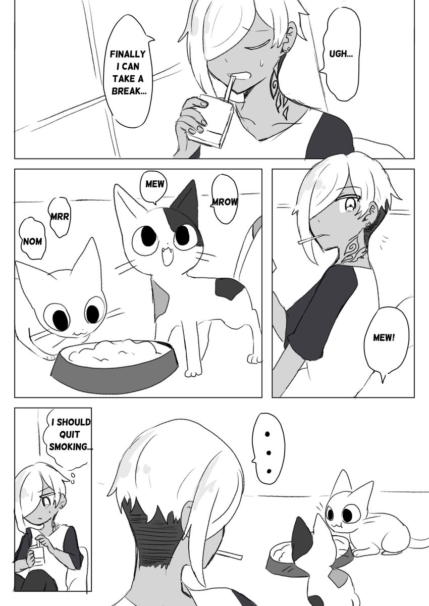 Eng version.

Katagiri tries to quit smoking for the kittens he has adopted. 