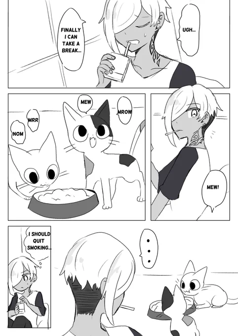 Eng version.Katagiri tries to quit smoking for the kittens he has adopted. 