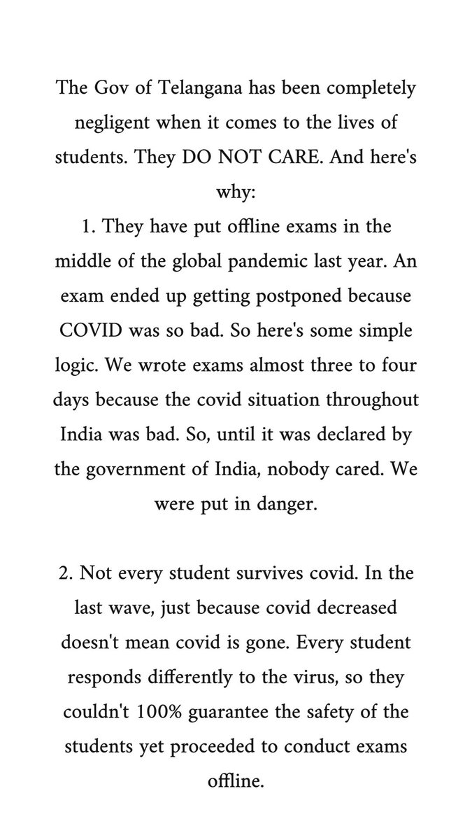 vaish_b7's tweet photo. @KTRTRS Imagine how many beds you’ll need if exams were conducted offline. I want answers. I have been replying to every single post. The students are angry. Speak to us! https://t.co/dgvStNJTmS