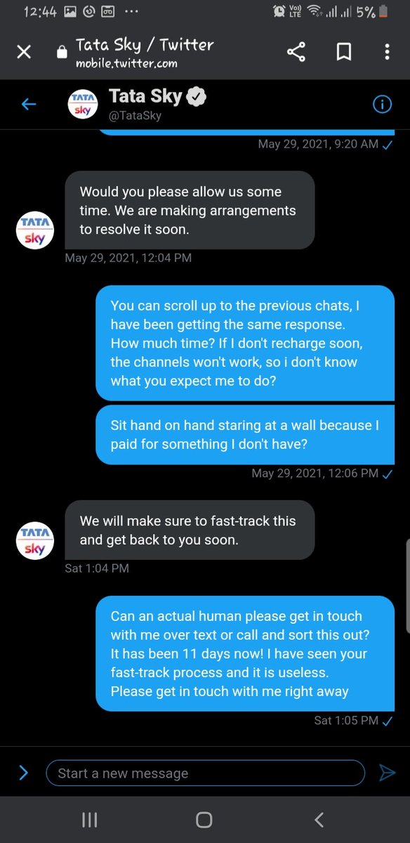 kusss_9's tweet photo. @TataSky this is what they are doing in dm.
Its been now 25 days of complaining https://t.co/wfTEmFt264