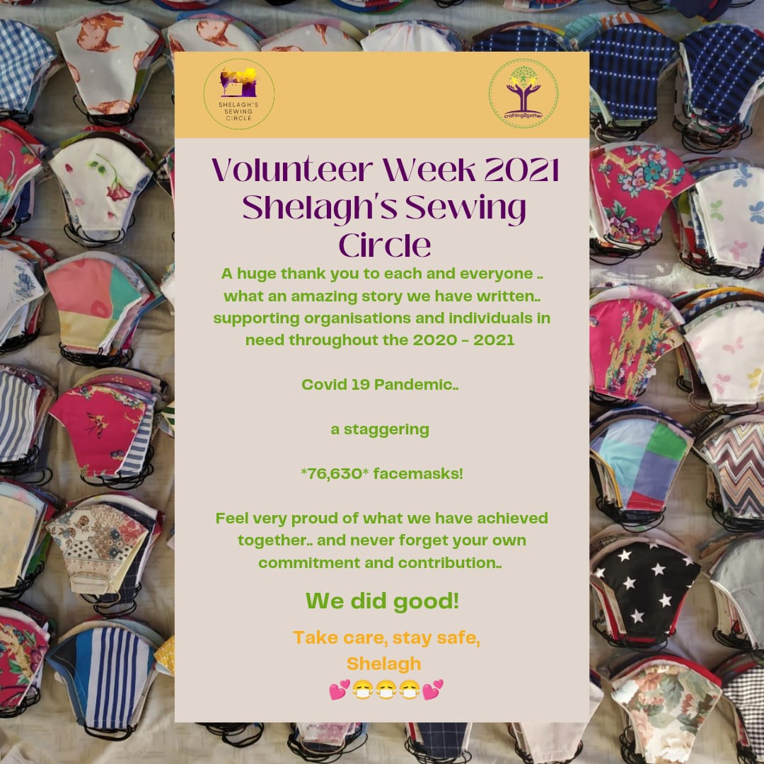 @crafting2gether@bigcommunitysew Volunteers Week 2021. and a huge thank you to everyone who donated fabric to make this possible