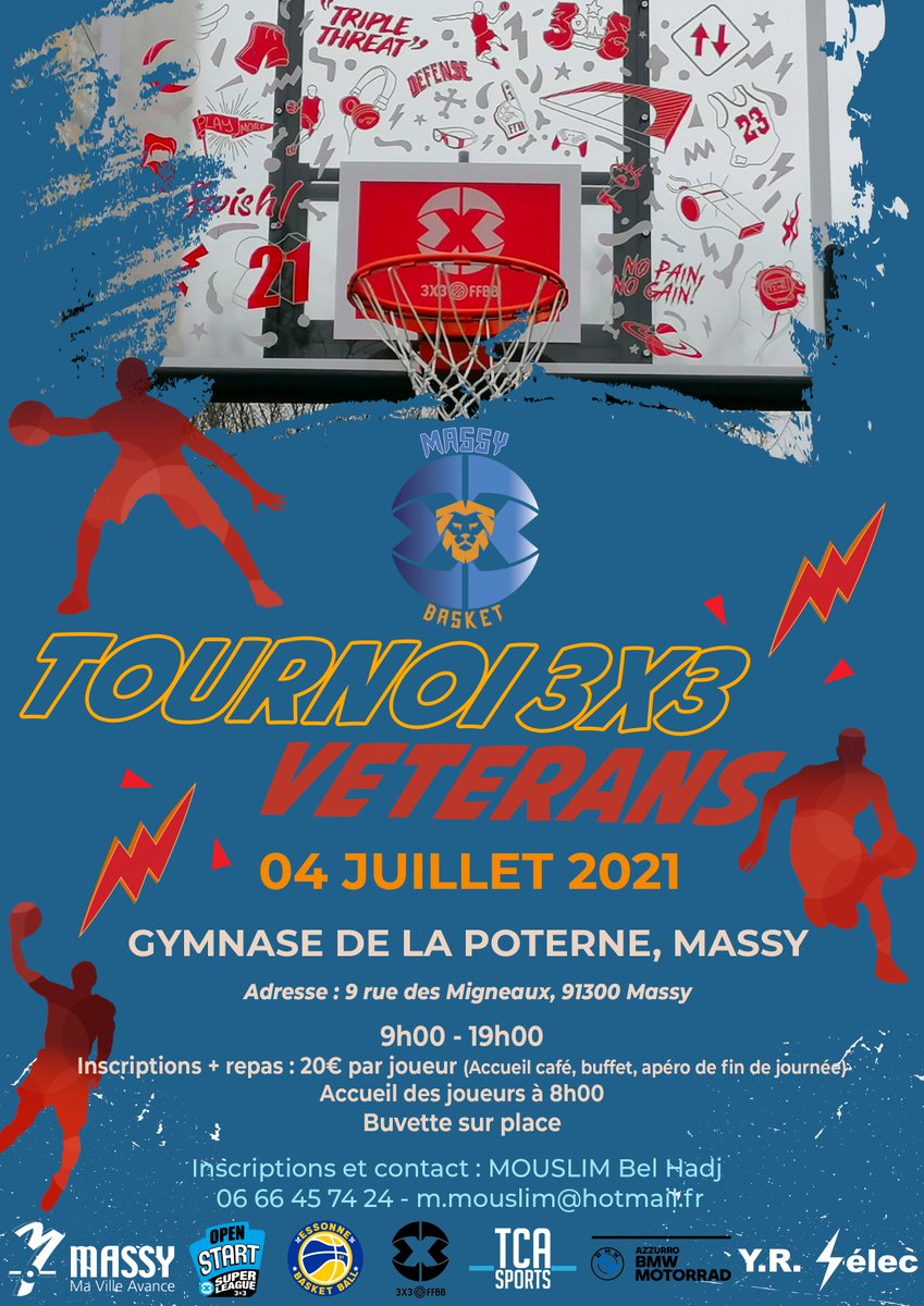poterne_91's tweet photo. #retouraujeu
1ère édition
Tournoi #OpenStart vétérans @MassyBasket @3x3Ffbb
Dim 04 Juillet 2021
insc et repas 20€/pers
rens : 0666457424
RDV 8h00 le tournoi débutera à 9h00
Plateau Gymnase de la Poterne
9 Rue de Migneaux #MASSY @villedemassy @BasketEssonne @BasketIDF https://t.co/CTzkdN0aUN