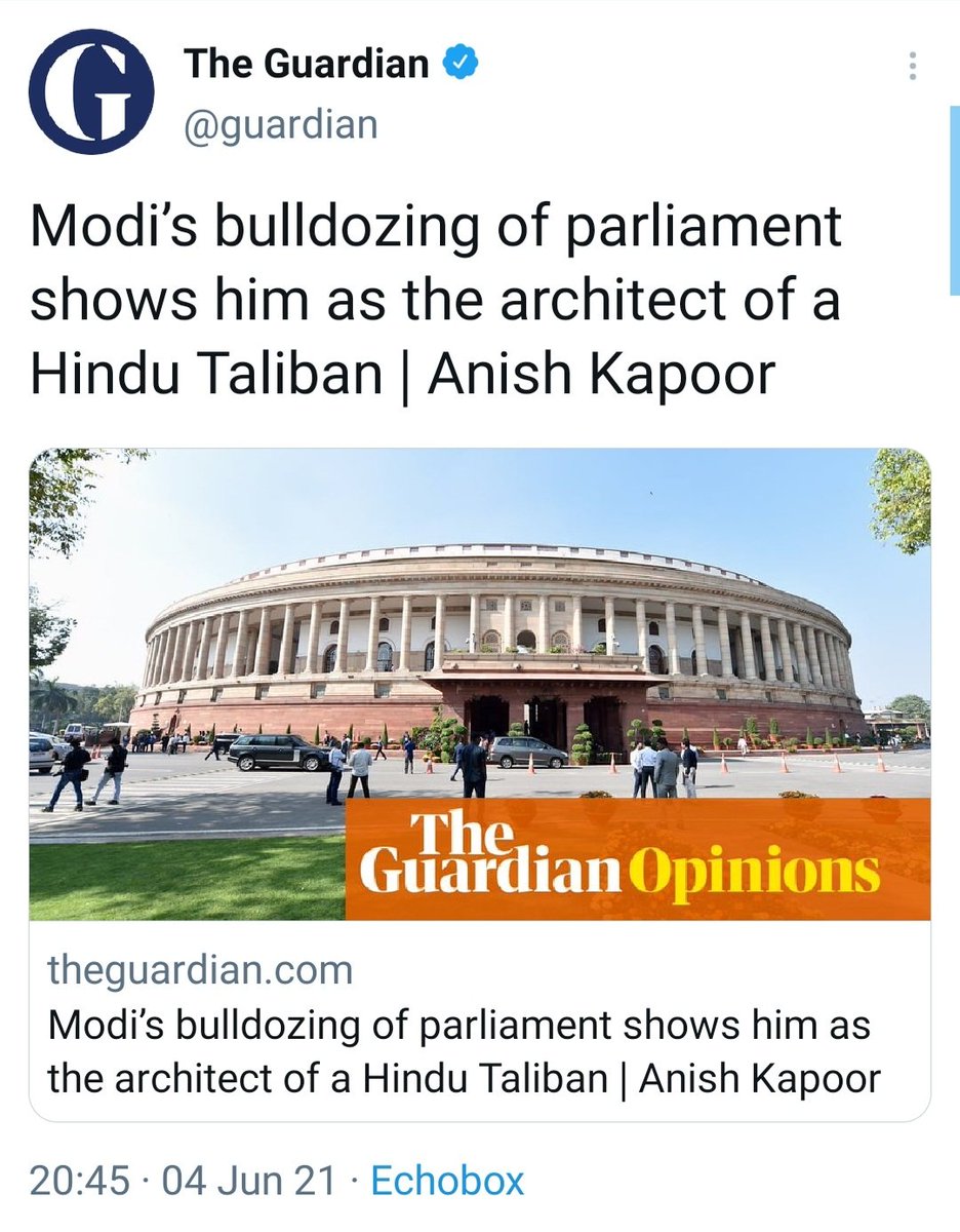 AskAnshul's tweet photo. For Anish Kapoor, building a new parliament in India, which is in demand from a long time, is Hindu Taliban.

But if the same Anish Kapoor were an 'angry, young Muslim', he would "think of joining ISIS". https://t.co/KY4lPEnduW